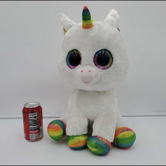 TY Beanie Boos Pixy White Rainbow Unicorn X-large - Picture 1 of 3